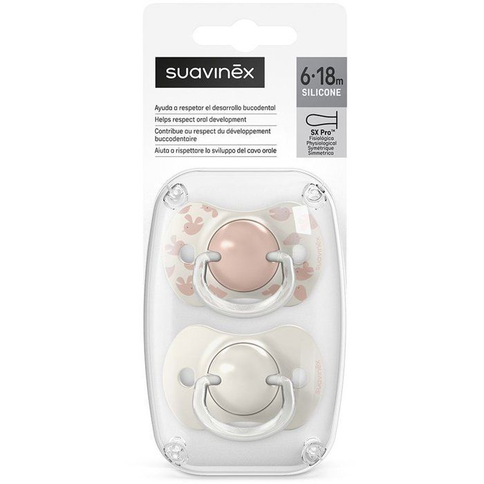 Set of 2 symmetrical pacifiers - SUAVINEX - Birdies - SX Pro - 6 to 18 months - Pink