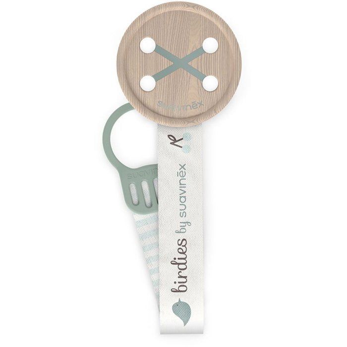 SUAVINEX Pacifier Clip with Ribbon - Birdies - Green - From Birth