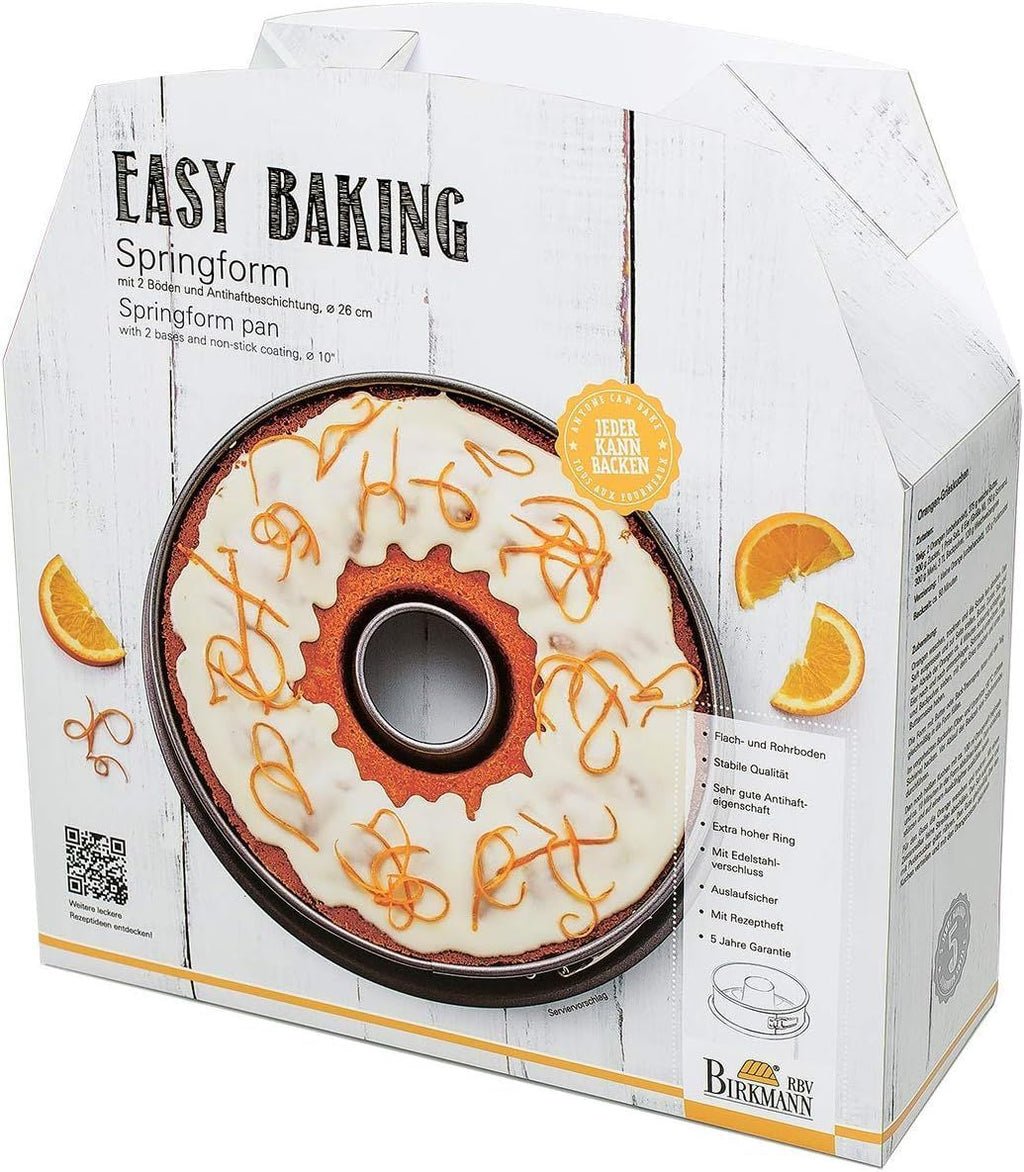 BIRKMANN Removable Base Baking Tin - EASY BAKING - Carbon Steel - Non-stick - 26 x 26 x 9 cm