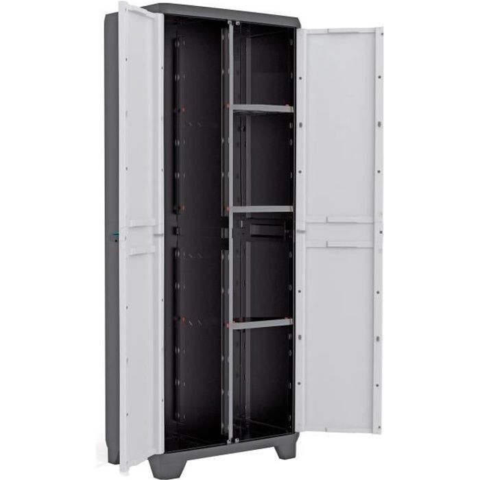 KETER Linear Utility Storage Cabinet - Black and Grey - 68 x 39 x 173 cm