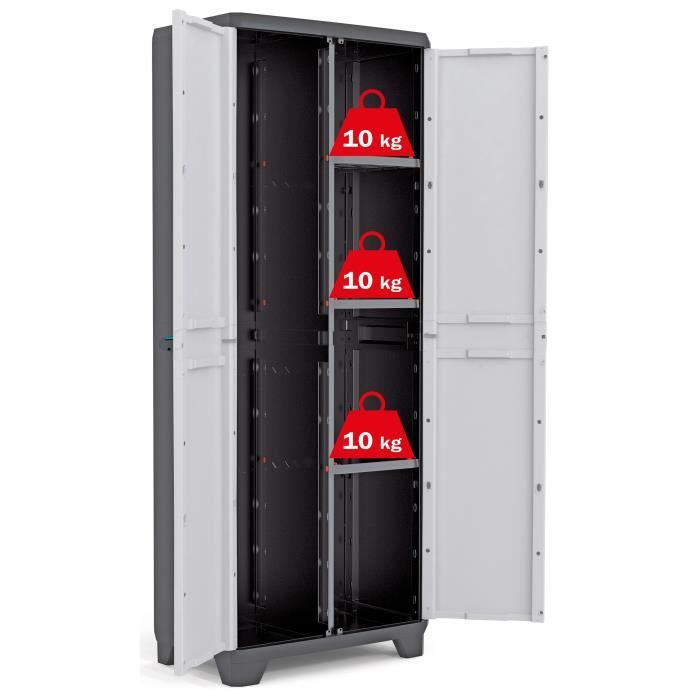 KETER Linear Utility Storage Cabinet - Black and Grey - 68 x 39 x 173 cm