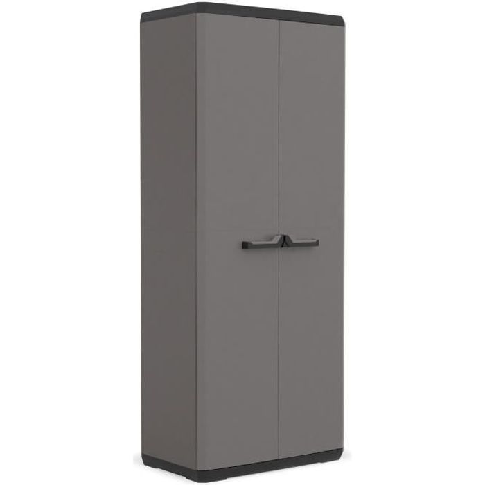 KETER Più Storage Cabinet - Grey/Black - 3 Adjustable Shelves