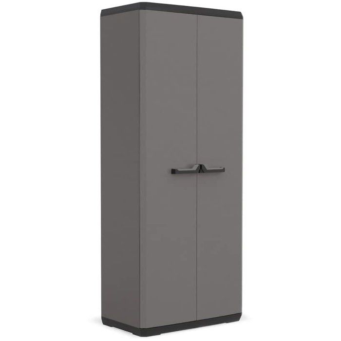 KETER Più Utility Storage Cabinet - 3 Adjustable Shelves - Anthracite Grey and Black