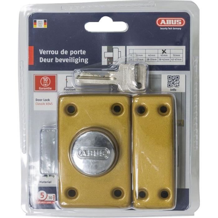 ABUS Lock CLK CB 45 B EK - Steel Case, Strike Plate and Bolt - Brass Cylinder
