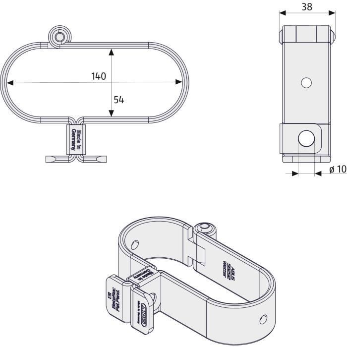 ABUS Padlock Holder - 131/140 GateSec - Construction site fence protection - Case-hardened steel