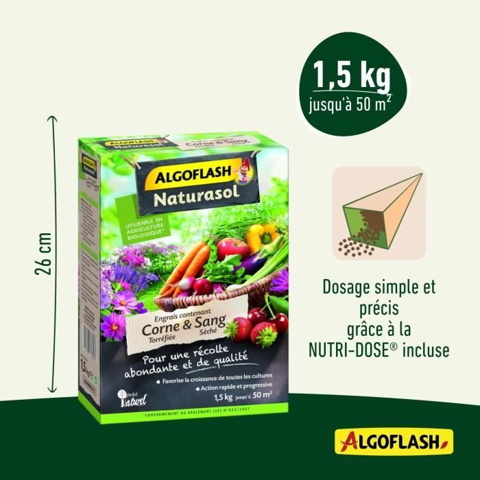 ALGOFLASH NATURASOL Fertilizer - Roasted Horn and Dried Blood - 1.5 kg