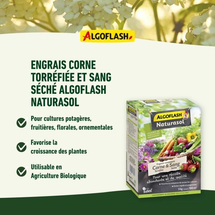 ALGOFLASH NATURASOL Fertilizer - Roasted Horn and Dried Blood - 1.5 kg