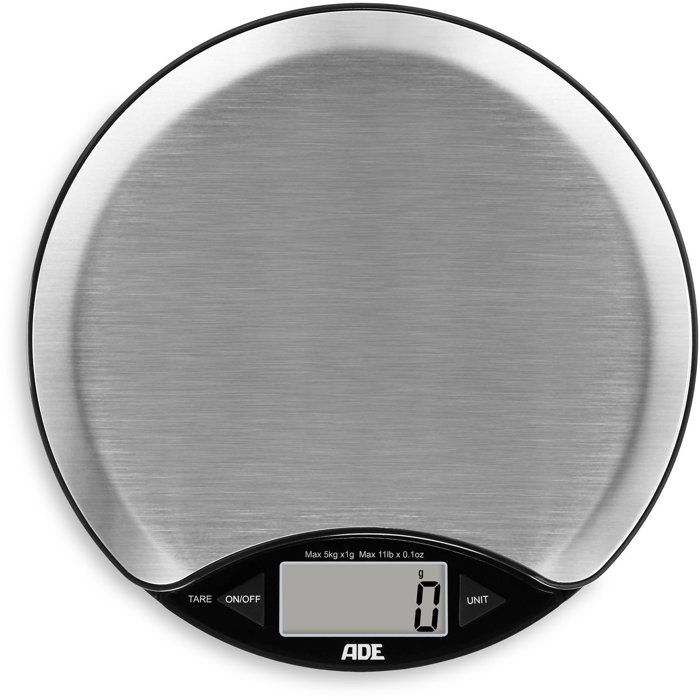 ADE Digital Kitchen Scale - ANJA - ABS Plastic - 17 x 17 x 2.2 cm - Includes 1 CR 2032 Battery