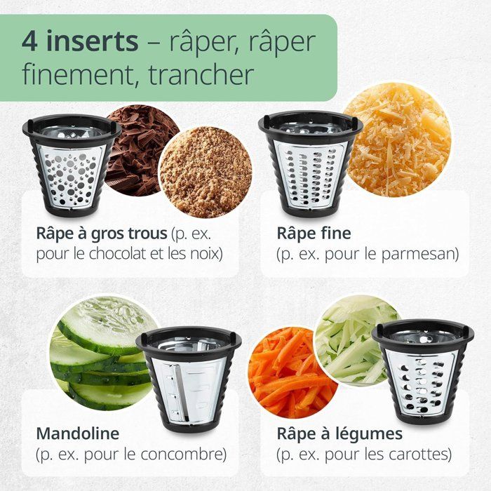 ADE Electric Grater - Kitchen Gadget - 4 Grater Types - Stainless Steel/Plastic