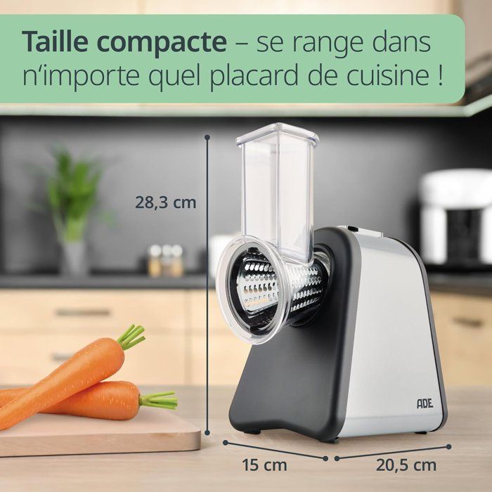 ADE Electric Grater - Kitchen Gadget - 4 Grater Types - Stainless Steel/Plastic
