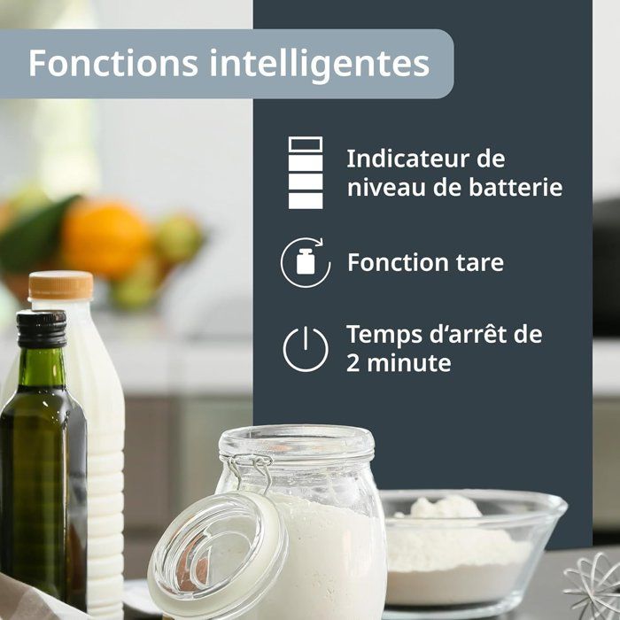 ADE Digital Kitchen Scale - LEONIE - ABS Plastic - 22 x 17 cm - Includes 1 CR 2032 Battery - Black