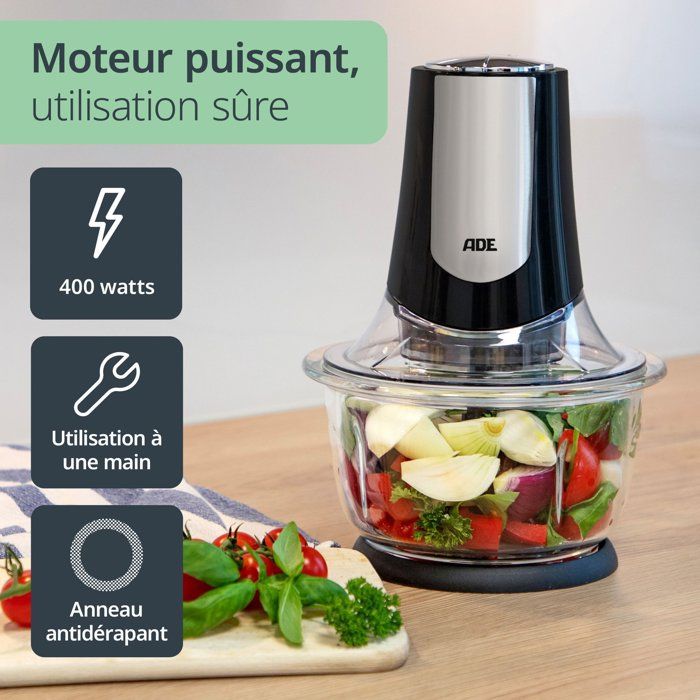 ADE Electric Multi-Chopper - 2 Speeds - 1.2 L - Black/Stainless Steel