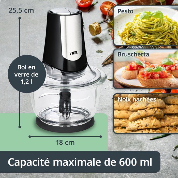 ADE Electric Multi-Chopper - 2 Speeds - 1.2 L - Black/Stainless Steel
