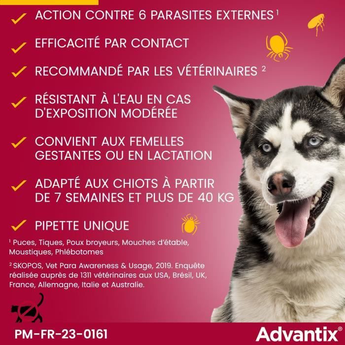 ADVANTIX Dog Parasite Control Solution 40-60 kg - 6 Pipettes
