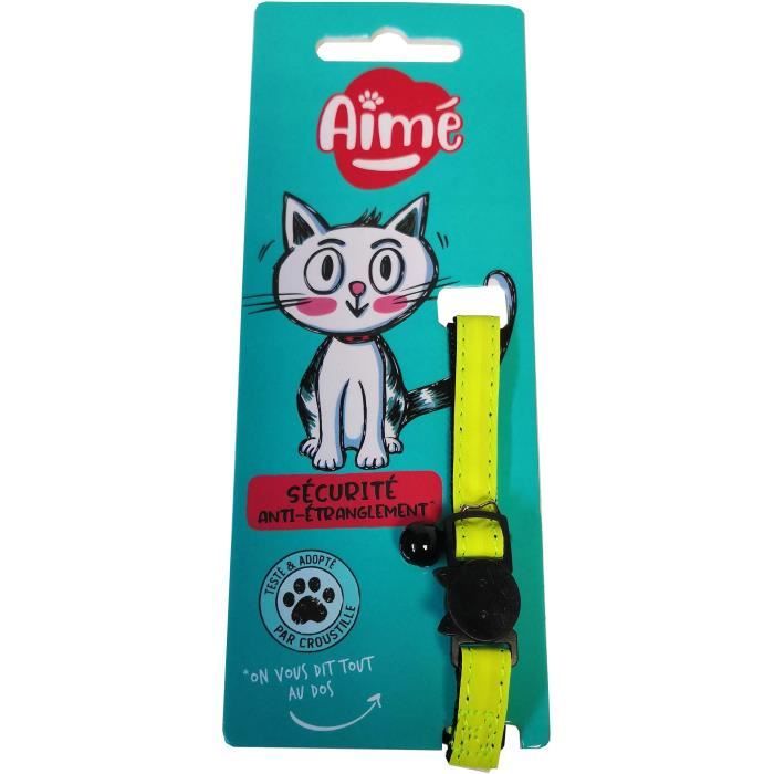 AIMÉ Cat Collar - Neon Yellow with Gold Glitter - Adjustable 18-28 cm