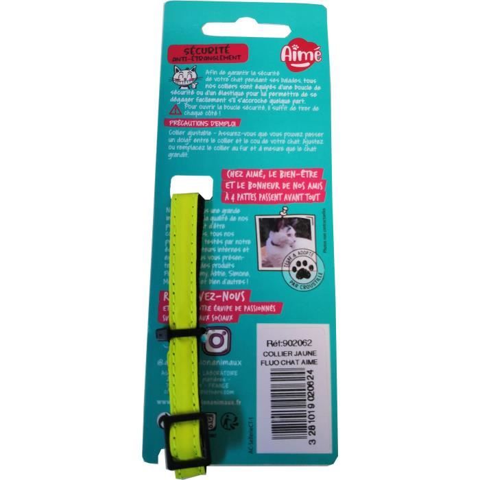 AIMÉ Cat Collar - Neon Yellow with Gold Glitter - Adjustable 18-28 cm