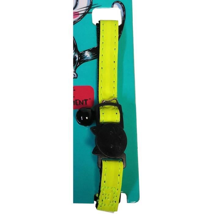 AIMÉ Cat Collar - Neon Yellow with Gold Glitter - Adjustable 18-28 cm