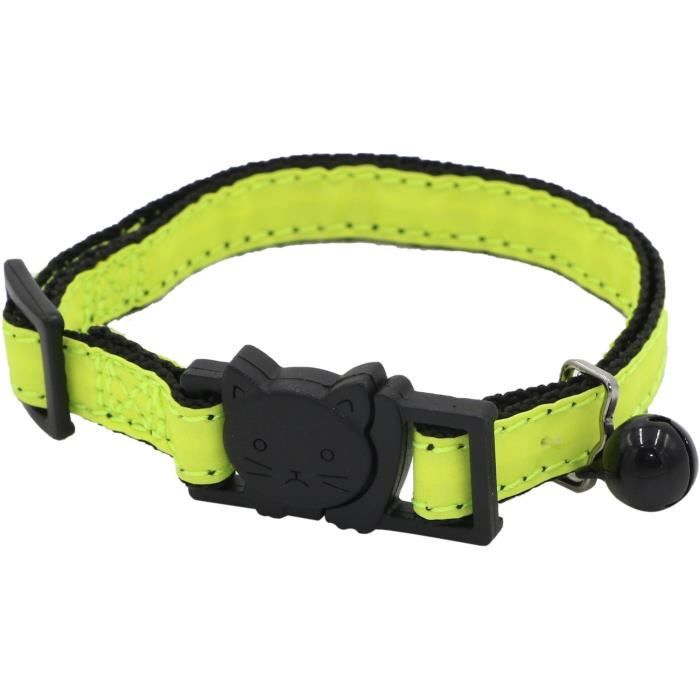 AIMÉ Cat Collar - Neon Yellow with Gold Glitter - Adjustable 18-28 cm
