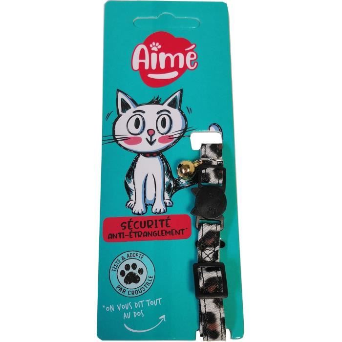 Collier pour chat - AIME - Savane - Fleurs multicolores, grelot vert