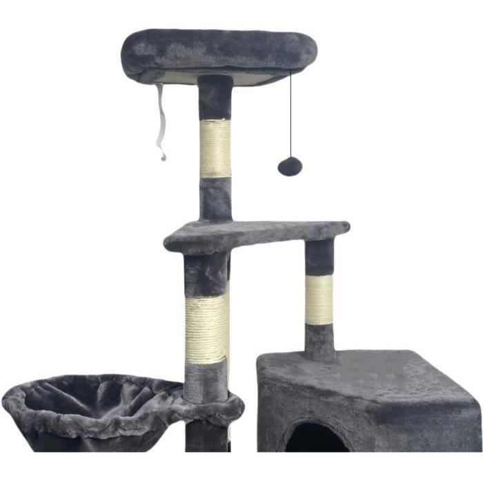 SWIFTY Cat Tree - 55 x 40 x 138 cm - Dark Grey - 3 Platforms, 1 Perch, 1 Hideaway, Scratching Posts
