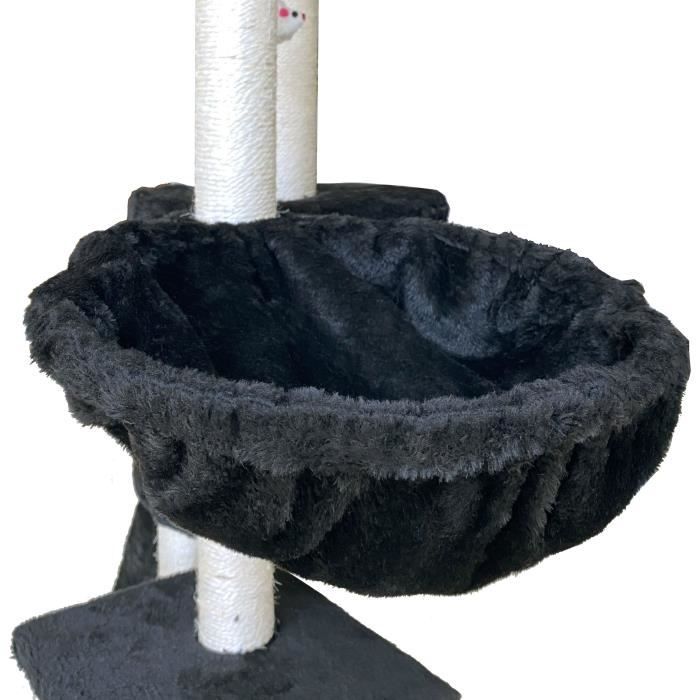 JIPSY Black Cat Tree - 79 x 34 x 138 cm - 3 Platforms, 1 Perch, 1 Hideaway, 1 Staircase, Scratching Posts