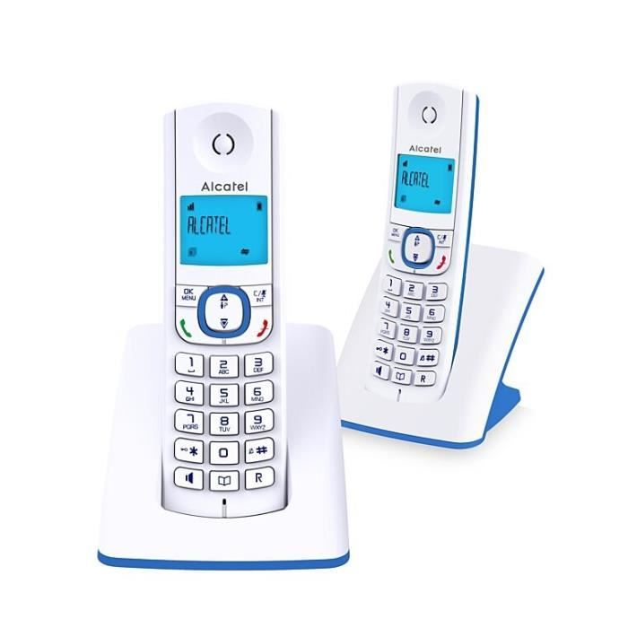 ALCATEL F530 Duo Cordless Phone - 2 Handsets, Call Blocking, Hands-Free, White/Blue