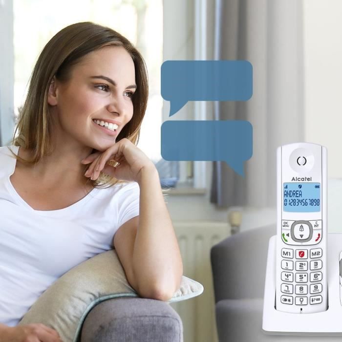 ALCATEL F530 Voice Cordless Phone - Answering Machine, Call Blocking, Hands-Free, White/Grey