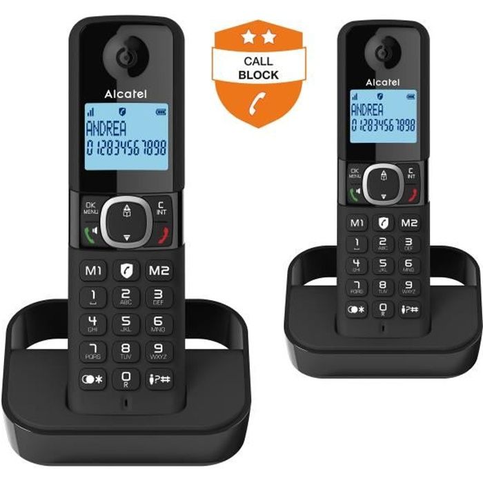 ALCATEL Cordless Landline Phone F860 Duo Black - Unwanted Call Blocking