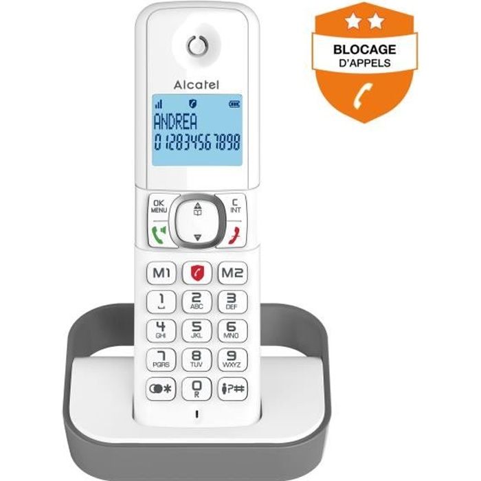 ALCATEL Cordless Landline Phone F860 Solo Grey - Unwanted Call Blocking