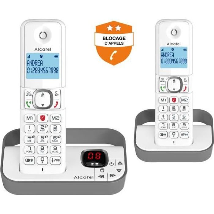 ALCATEL Cordless Landline Phone F860 Voice Duo Grey - Unwanted Call Blocking