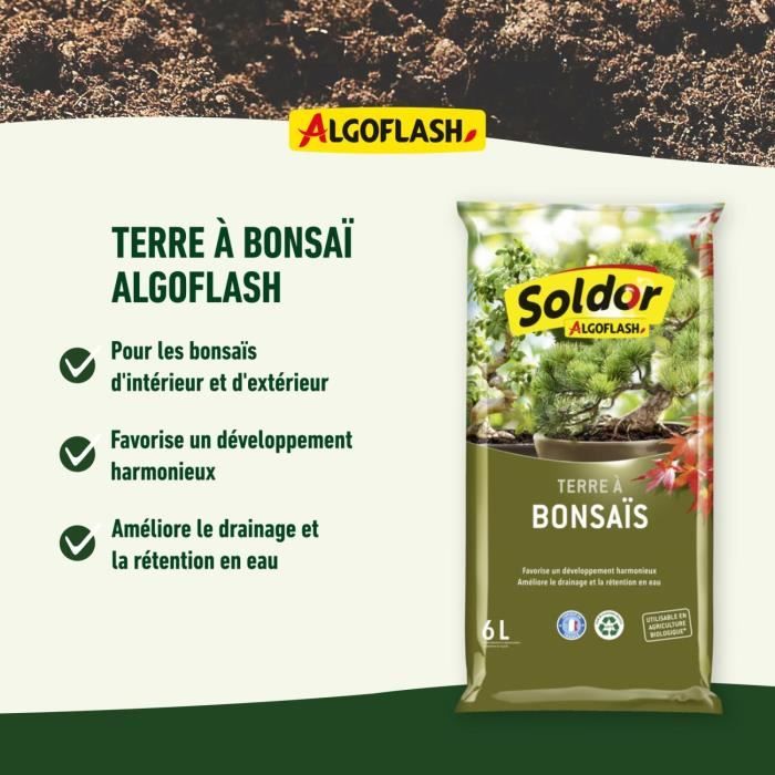 ALGOFLASH Bonsai Soil 6 L - Organic Potting Mix for Bonsai Plants