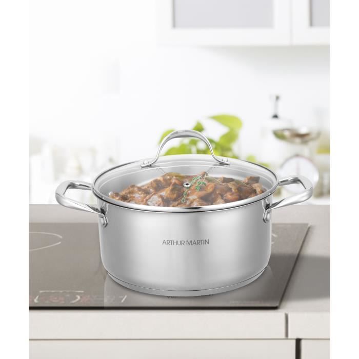 AM2513 Arthur Martin Marmite 28 cm avec couvercle  Acier Inoxydable  Tous feux dont induction