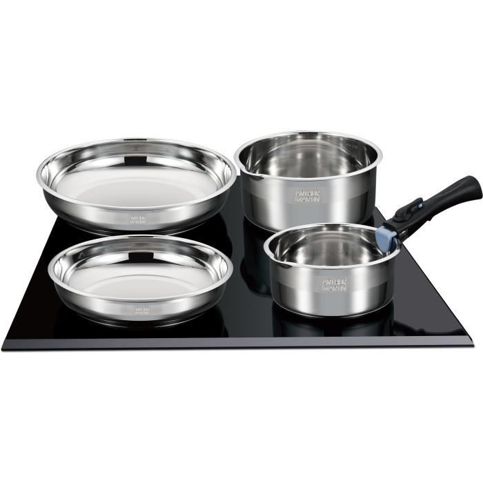 Batterie de cuisine induction - Arthur Martin - AM5538 - Acier inoxydable - 8 pieces - Poignée amovible - Tous feux dont induction