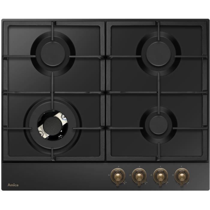AMICA Gas Hob - 4 Burners - 59 x 52 cm - Black - PGA6101ApCb RETRO