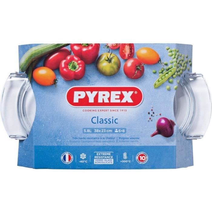 PYREX Casserole Dish - 1450076 - Oval Borosilicate Glass - 38 x 23 cm - 5.8 L