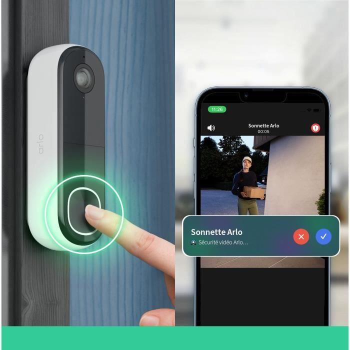 Sonnette Vidéo - ARLO - AVDK4001-100PES - Connexion directe au Wi-Fi - Son de sirene intégré