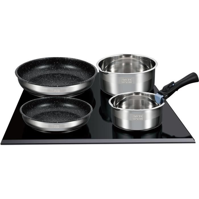 Arthur Martin AM1275 15-piece cookware set - Stainless steel - Removable handle - Suitable for all hobs including induction