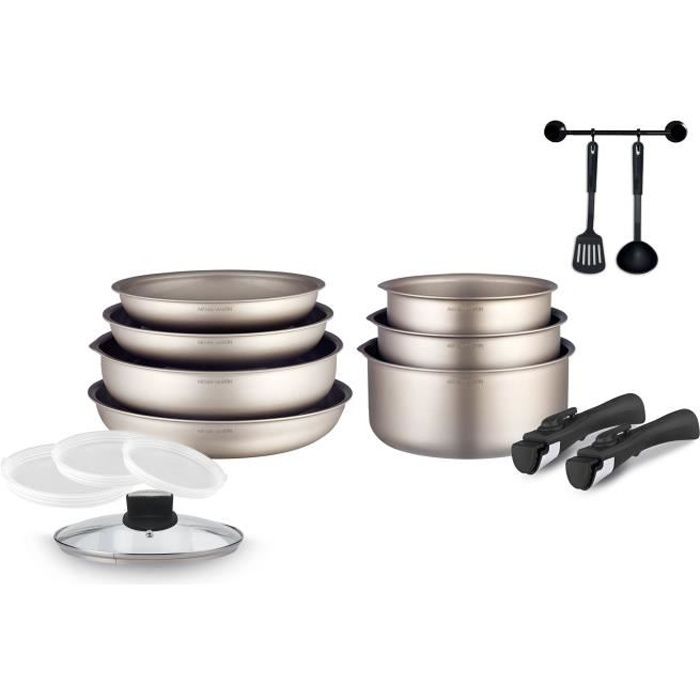 Arthur Martin Cookware Set - AM133CH - Aluminum - 15 Pieces - Removable Handle 15-piece
