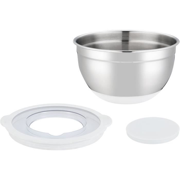 ARTHUR MARTIN Salad Bowl Set - 16-20-24 cm - Airtight Lids - Stainless Steel - Non-slip Silicone Base