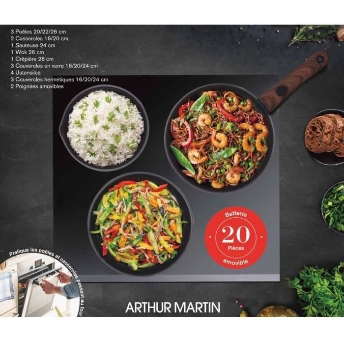 Arthur Martin Cookware Set - 20 Pieces - AM0530 - Aluminum - Non-stick - Removable Handle - Suitable for All Hobs Including Induction