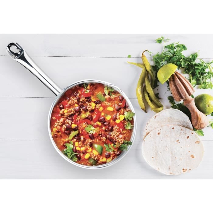 ARTHUR MARTIN 5-Piece Stainless Steel Saucepan Set - Satin Interior with Measuring Markers - Pouring Spout - Suitable for All Hobs Including Induction