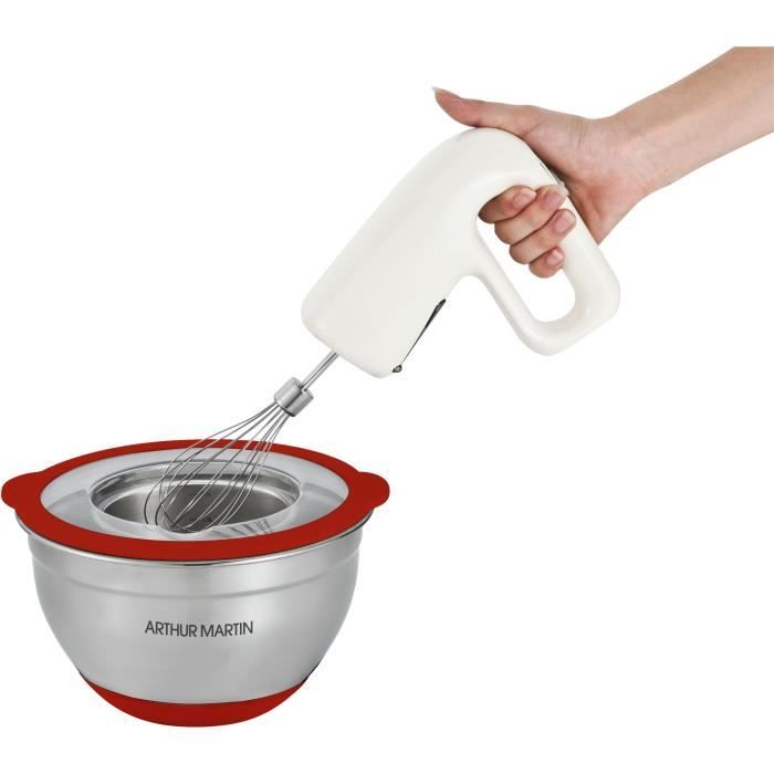 ARTHUR MARTIN Salad Bowl Set - 16-20-24 cm - Airtight Lids - Stainless Steel - Non-slip Silicone Base