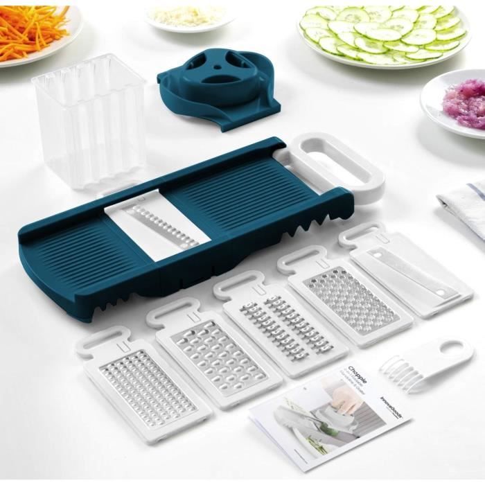 ARTHUR MARTIN Folding Mandoline - 6 in 1 - 3 Grater Blades and 3 Vegetable Slicing Blades - Stainless Steel AMM530