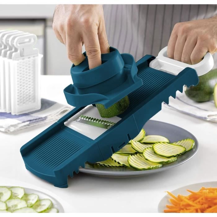 ARTHUR MARTIN Folding Mandoline - 6 in 1 - 3 Grater Blades and 3 Vegetable Slicing Blades - Stainless Steel AMM530