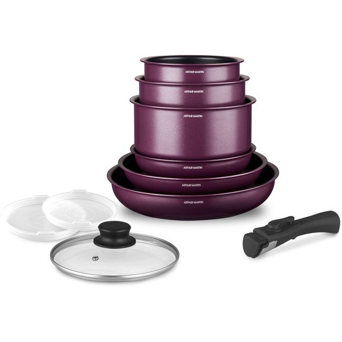 Arthur Martin Cookware Set - 10 Pieces - Aluminum - Non-Stick - Induction Compatible - AM2991