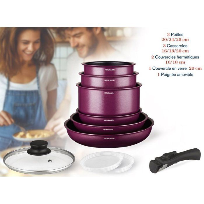 Arthur Martin Cookware Set - 10 Pieces - Aluminum - Non-Stick - Induction Compatible - AM2991