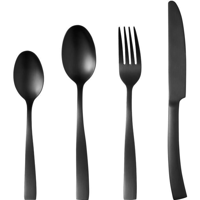 ARTHUR MARTIN Cutlery Set - 24 Pieces - Stainless Steel - Black Finish - AM5136