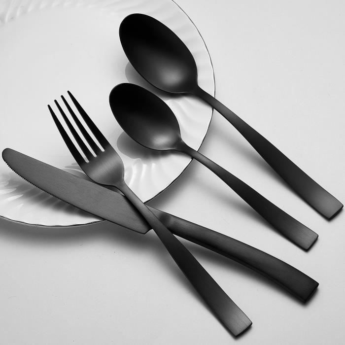 ARTHUR MARTIN Cutlery Set - 24 Pieces - Stainless Steel - Black Finish - AM5136