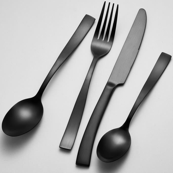 ARTHUR MARTIN Cutlery Set - 24 Pieces - Stainless Steel - Black Finish - AM5136