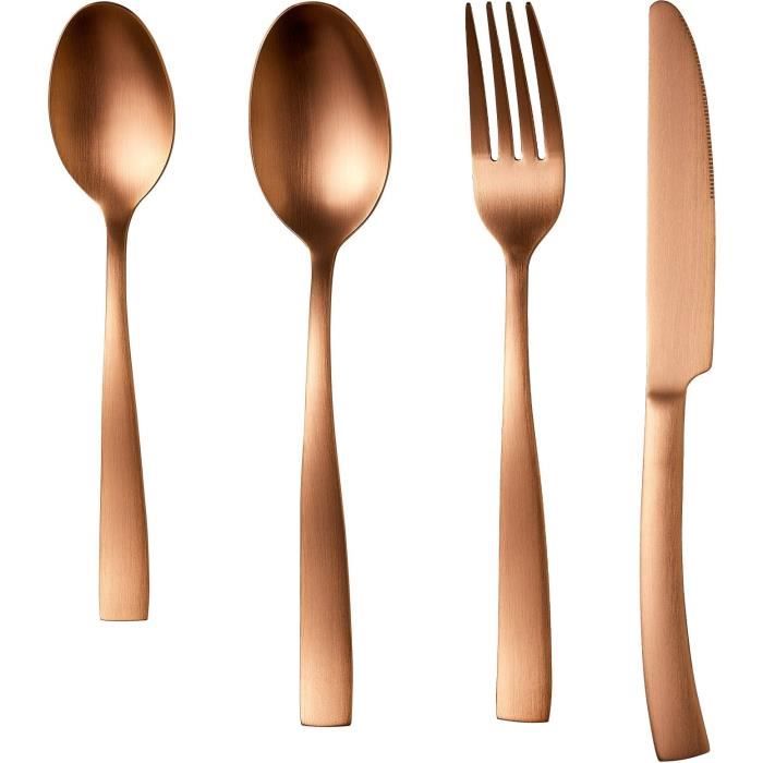 ARTHUR MARTIN Cutlery Set - 24 Pieces - Stainless Steel - Copper Finish